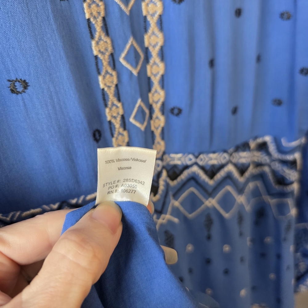 Hale Bob Blue Geometric Long Sleeve Dress - Picture 12 of 13